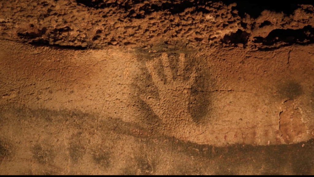 A handprint on a cave wall