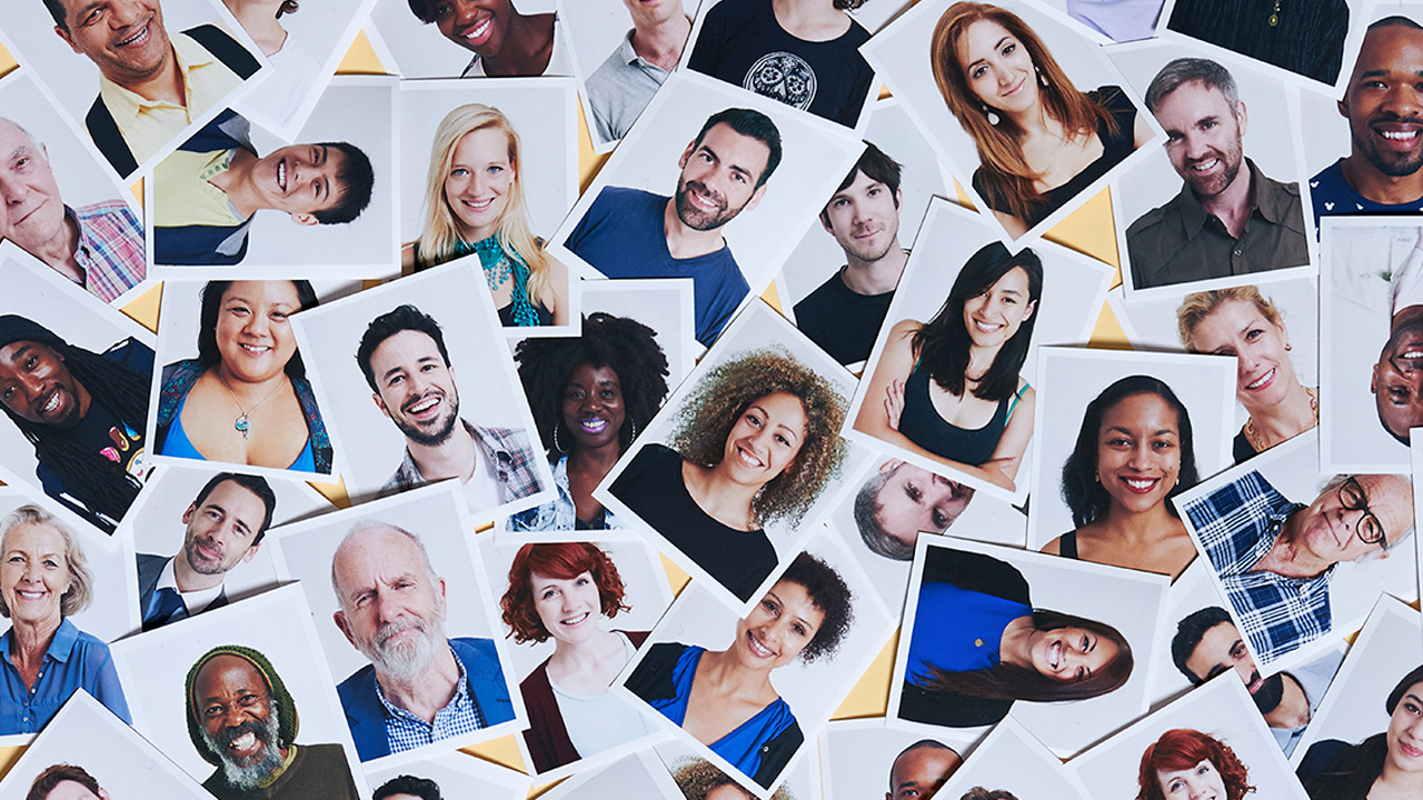 Collage of portrait photos showing a diverse group of people.